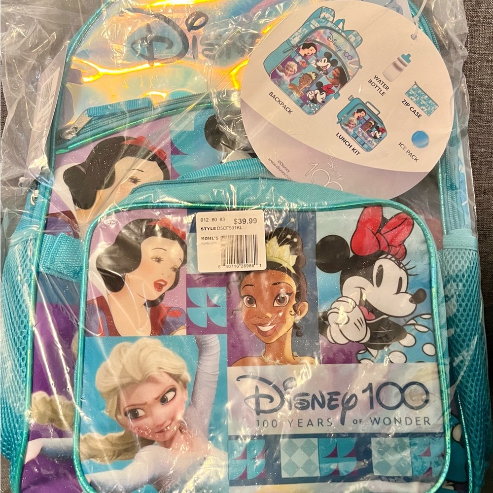 Backpack with Blue and Pink Accents. Disney 100th Anniversary